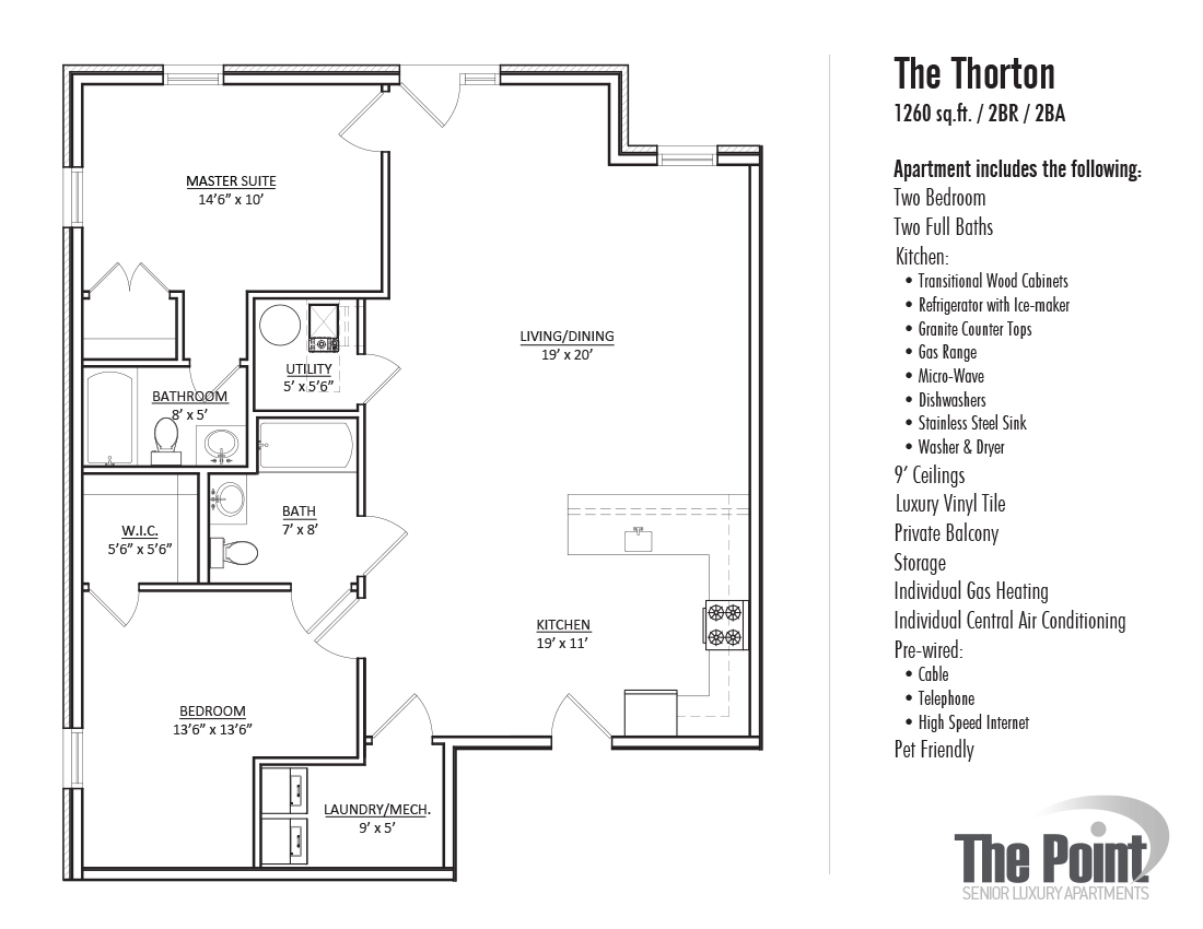 Floorplan for The Thorton the point luxury apartments