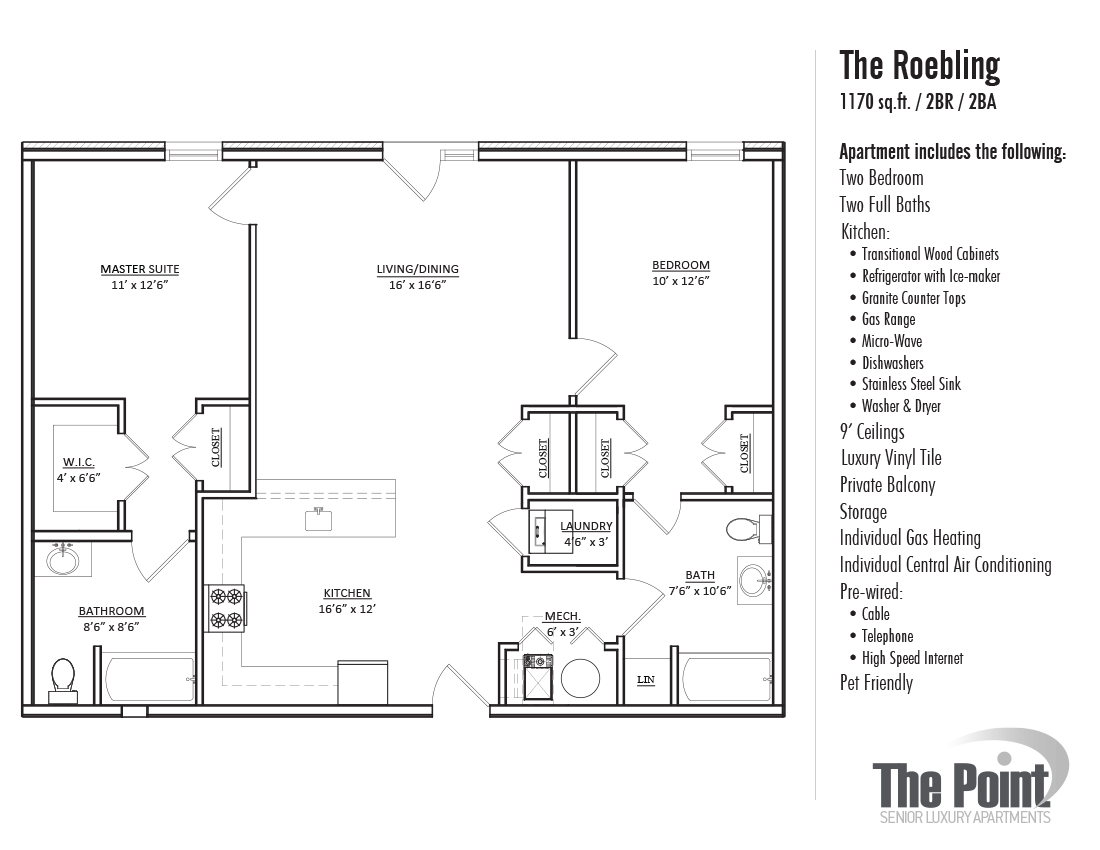 Floor plans for The Roebling the point luxury apartments