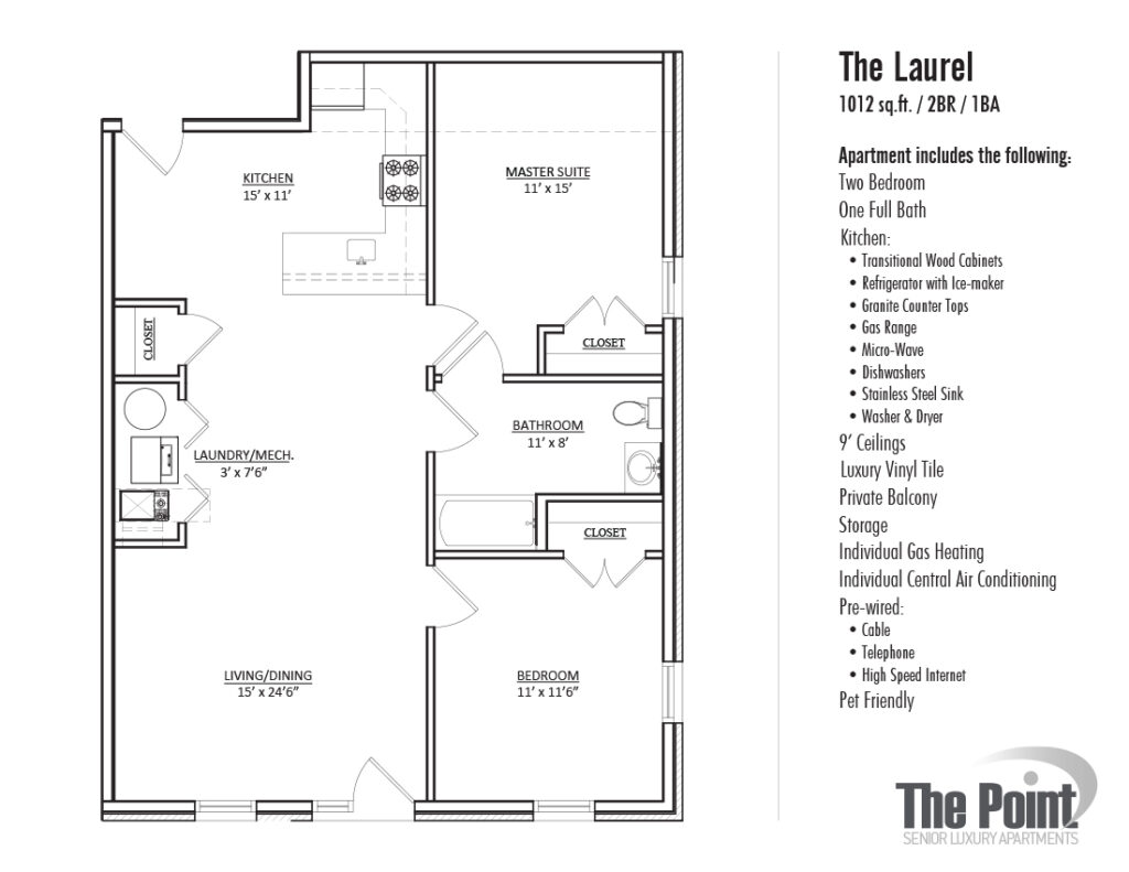 Floorplan for The Laurel the point luxury apartments