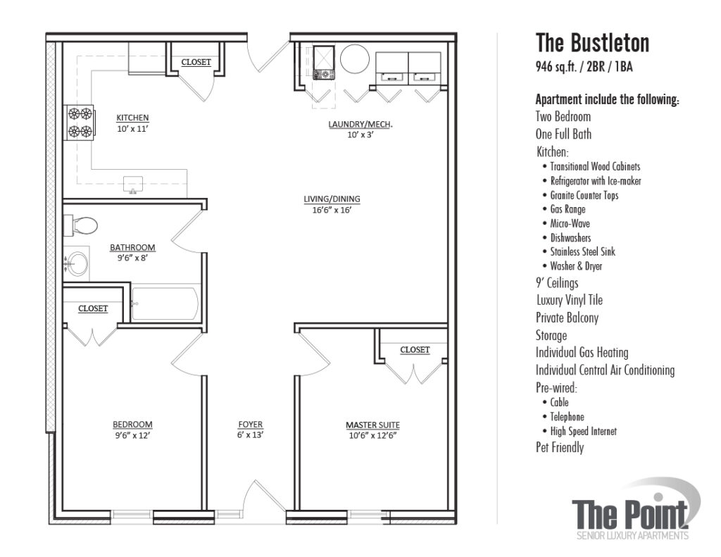 Floorplan for The Bustleton the point luxury apartments