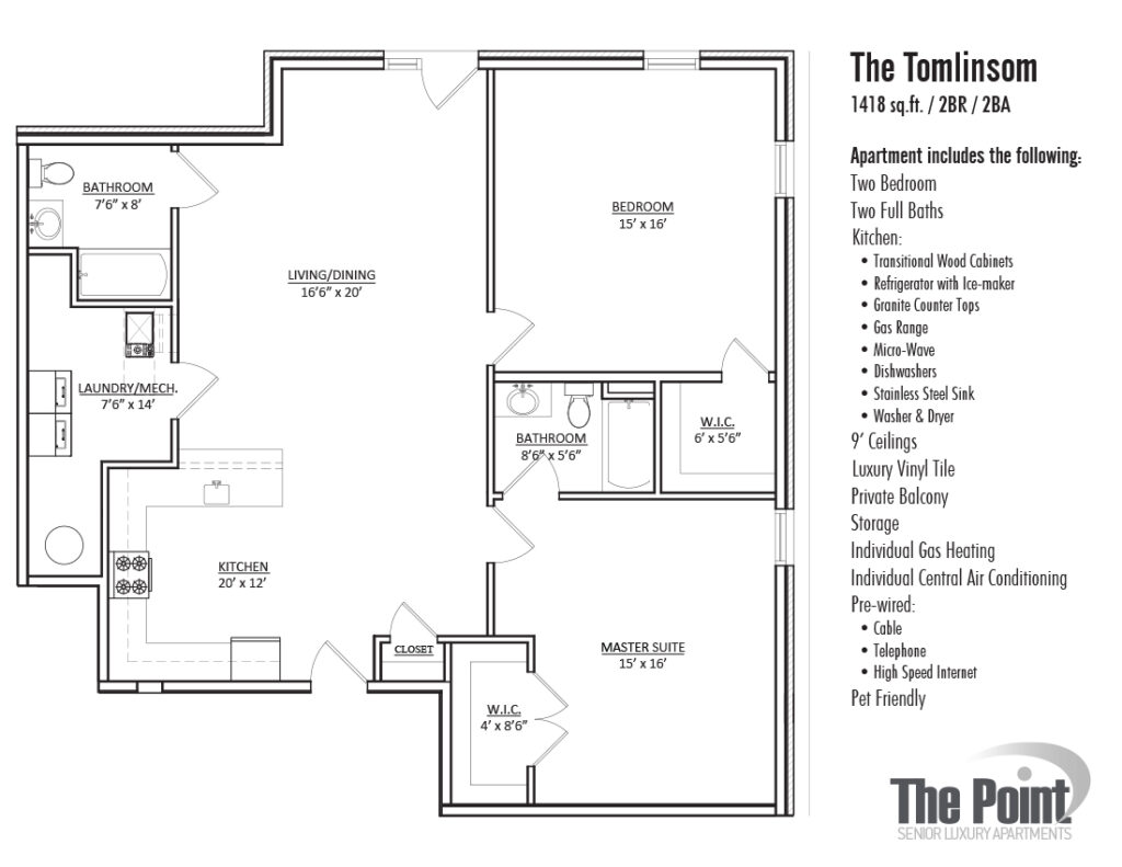 Floorplan for The Tomlinsom the point luxury apartments